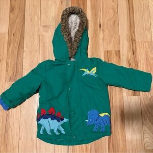 Baby Boden Dinosaur Green and Blue Striped Jacket